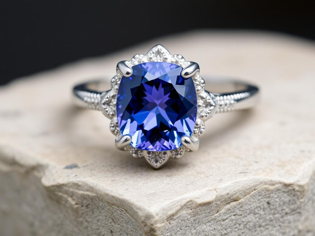 Silver ring with tanzaniteфото