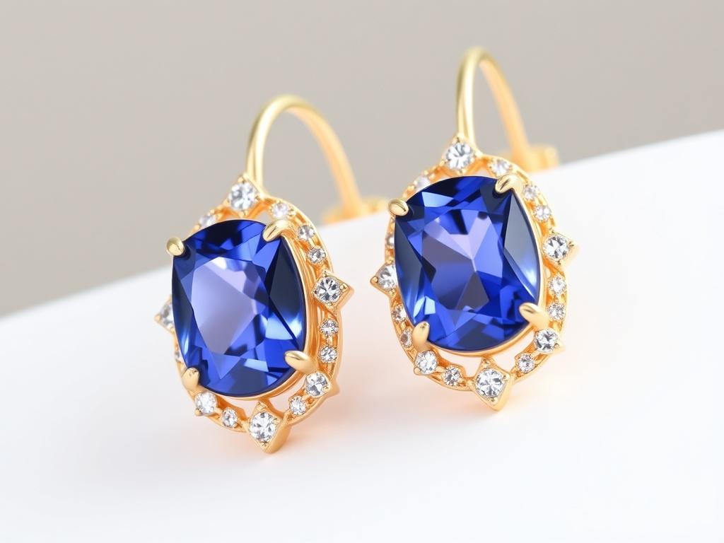 Tanzanite earrings in goldфото